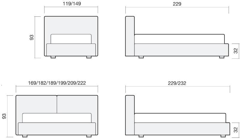 Chaarme Letti Кровать двуспальная со съемным чехлом в набуке с мягким изголовьем Aura sun-id-1391488 - Вид №3
