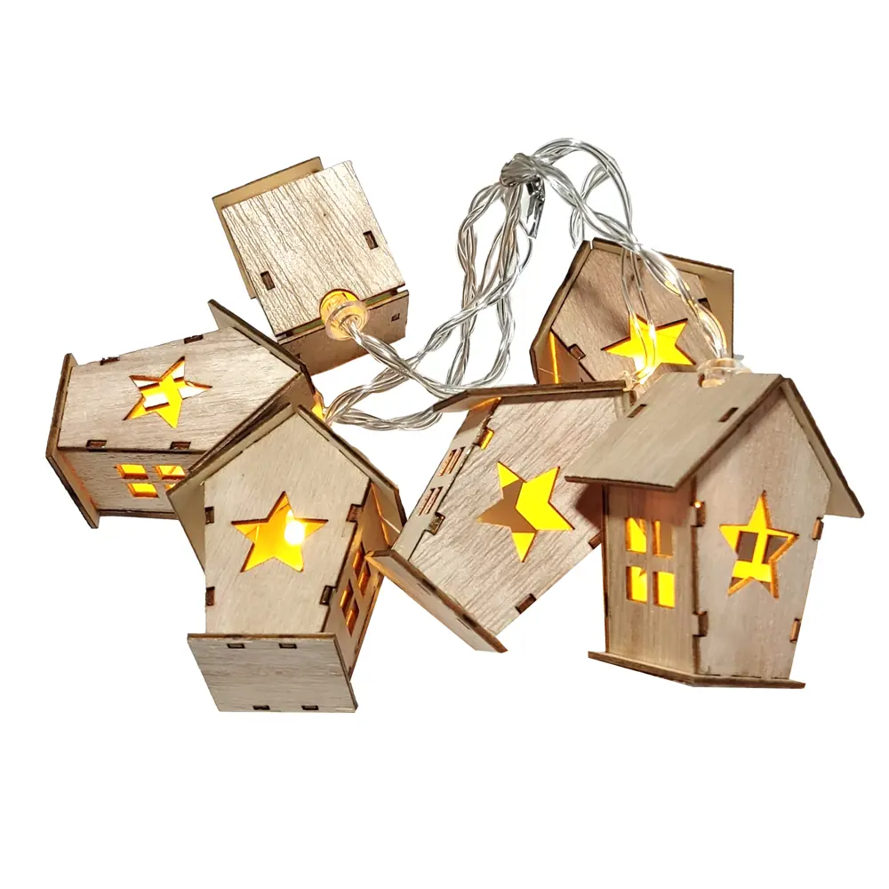 88943037 Электрогирлянда Деревянный домик 1 м теплый белый свет STLM-0951519 Santreyd  - Вид №2
