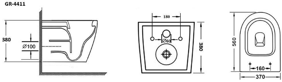 GR-4411 black S Подвесной унитаз настенный Черный Grossman  Китай  - Вид №5