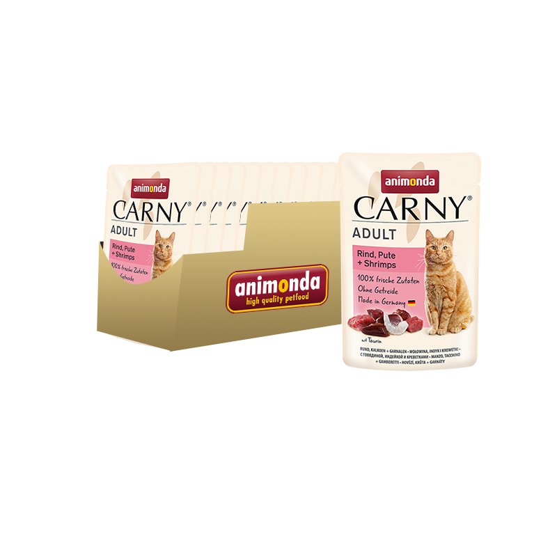 ПР0050435*12 Корм для кошек Carny Adult говядина, индейка, креветки пауч 85г (упаковка - 12 шт) Animonda 