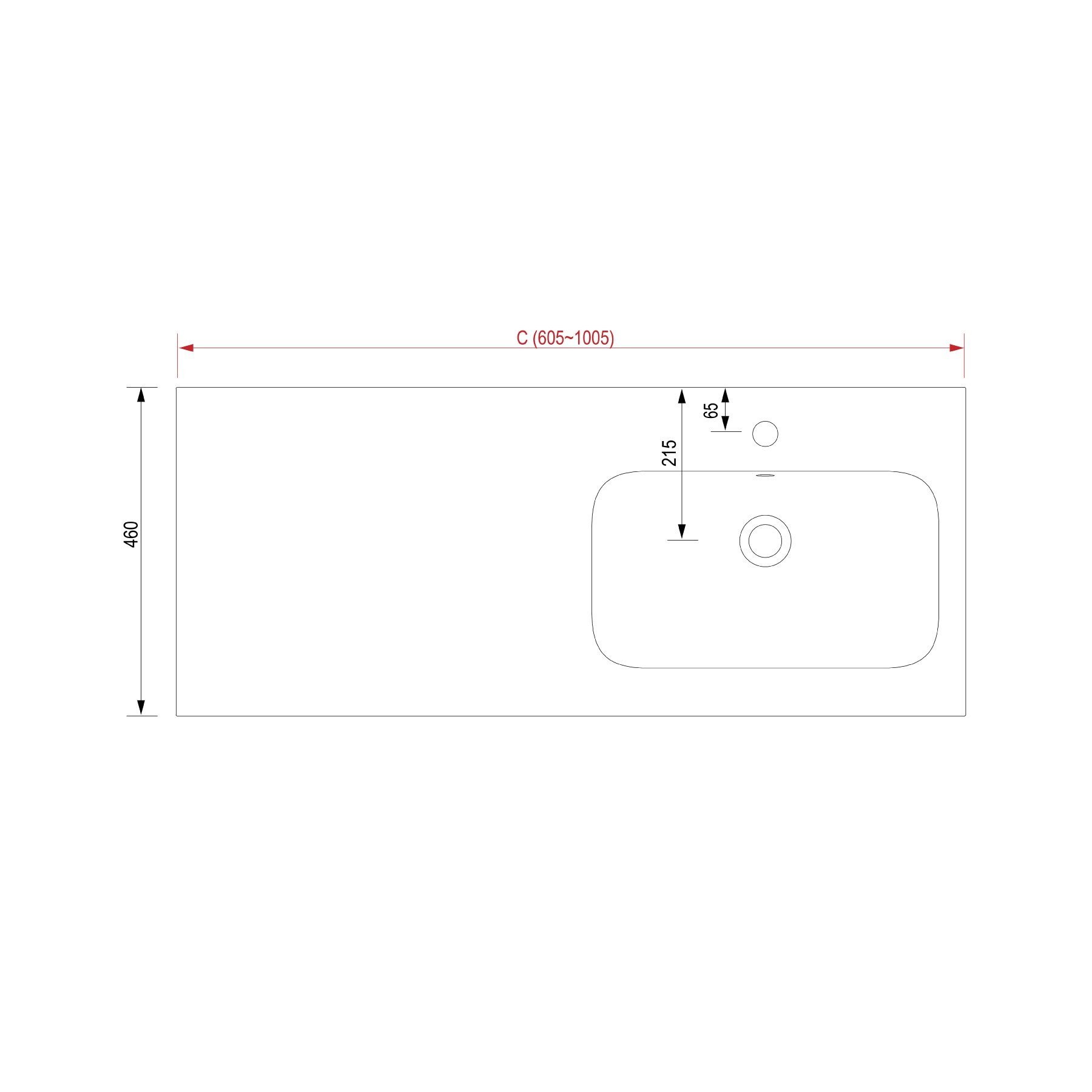 24397 SALGAR Раковина на заказ SOFIA 1005 Тумба слева MINERALMARMO 1005 x 15 x 460 мм - Вид №1