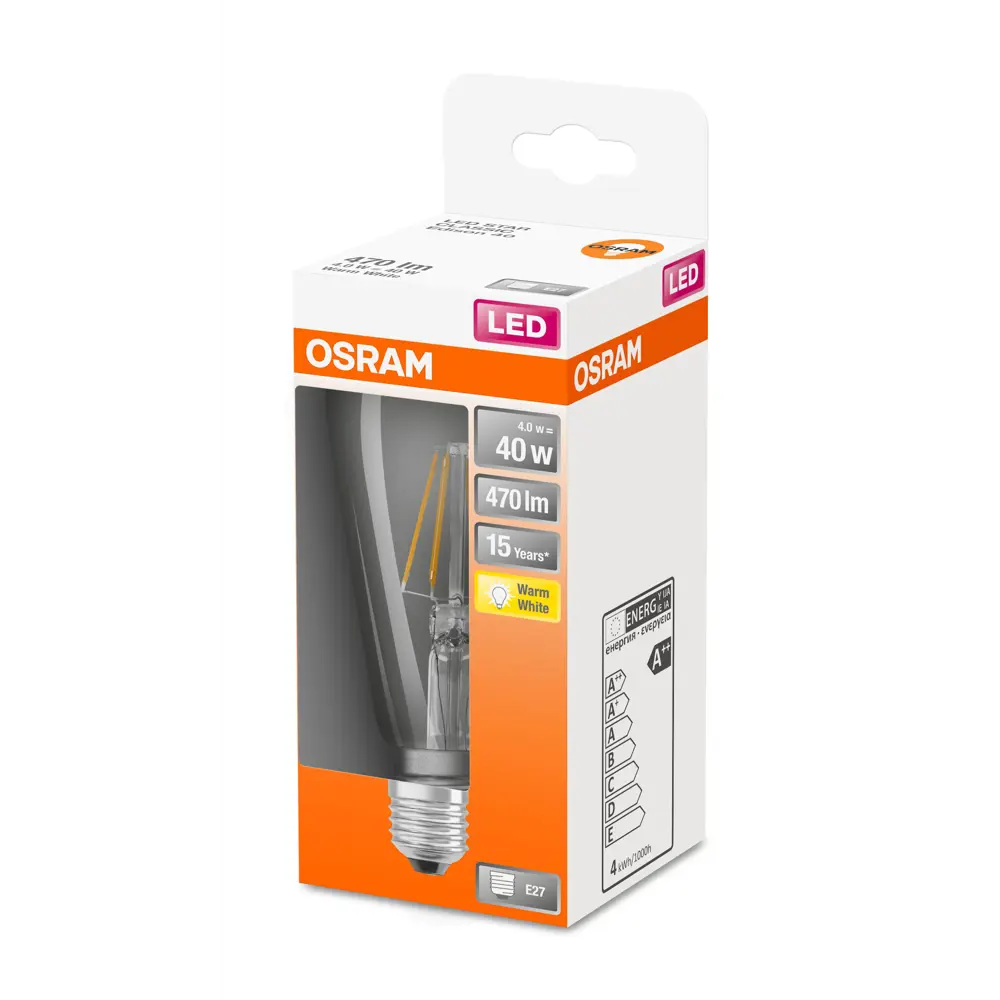 Лампа светодиодная Osram филаментная E27 220-240 В 4.5 Вт/825 Edison 470 Лм STLM-2190388 - Вид №3