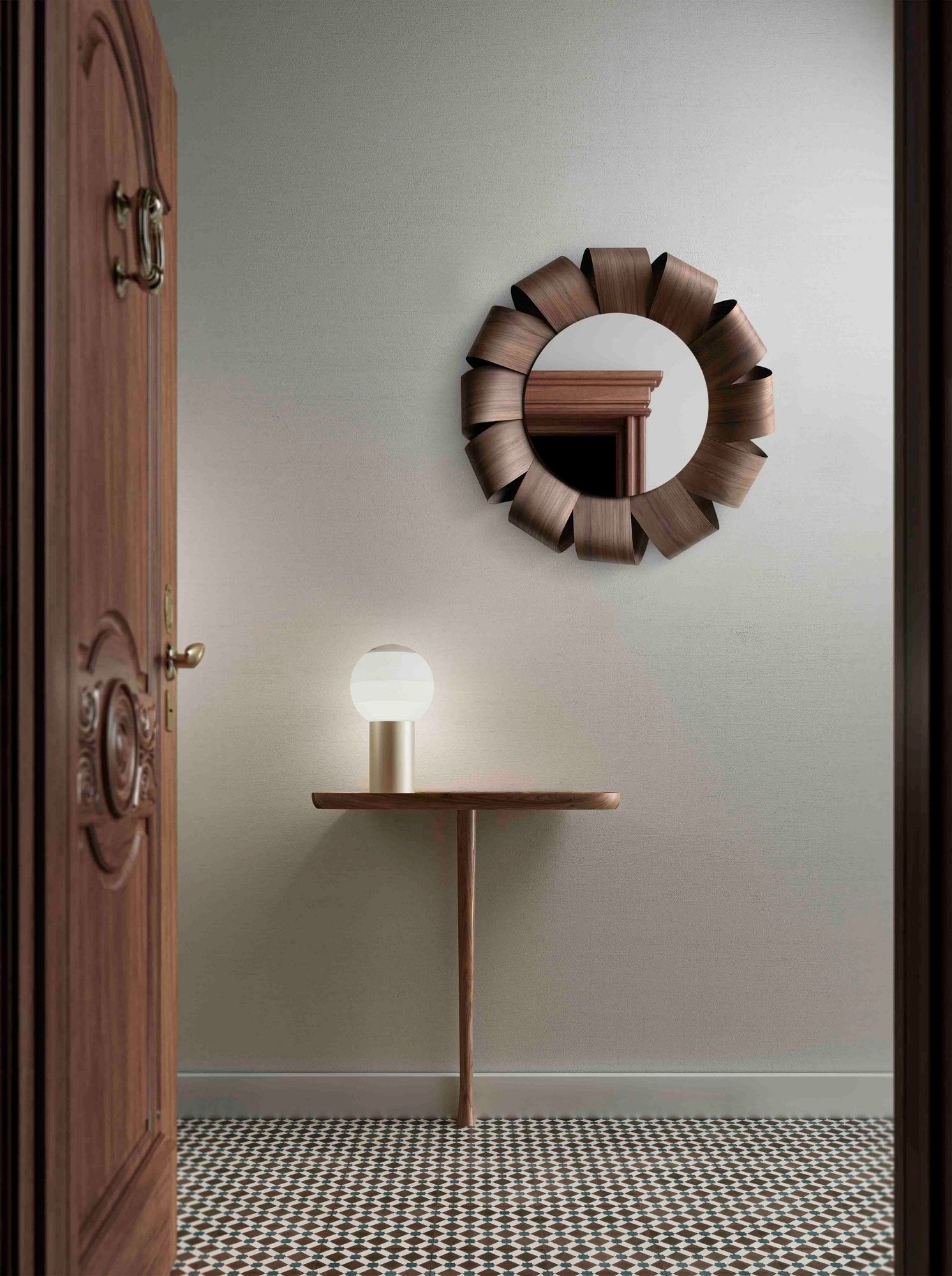 Настенное круглое зеркало из орехового дерева NOMON BRISA ARCH-00053757 - Вид №4