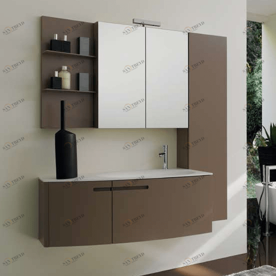 Комбинация ванной комнаты SY18 в отделке Corian/L35 Visone лак матов. MILLDUE SYMI SYMI18