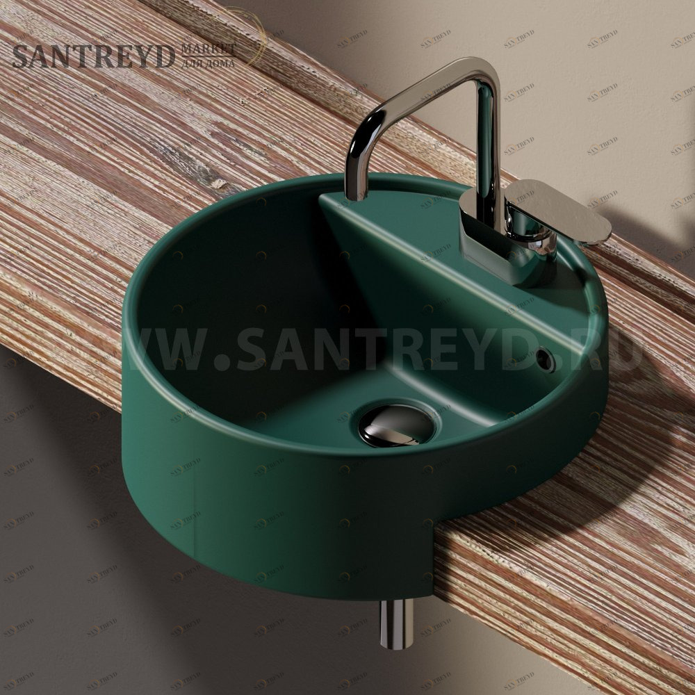 5054-42.5020 Полувстраиваемая раковина консольная 50 см зеленая Flaminia Twin Ceramica Flaminia 5054425020