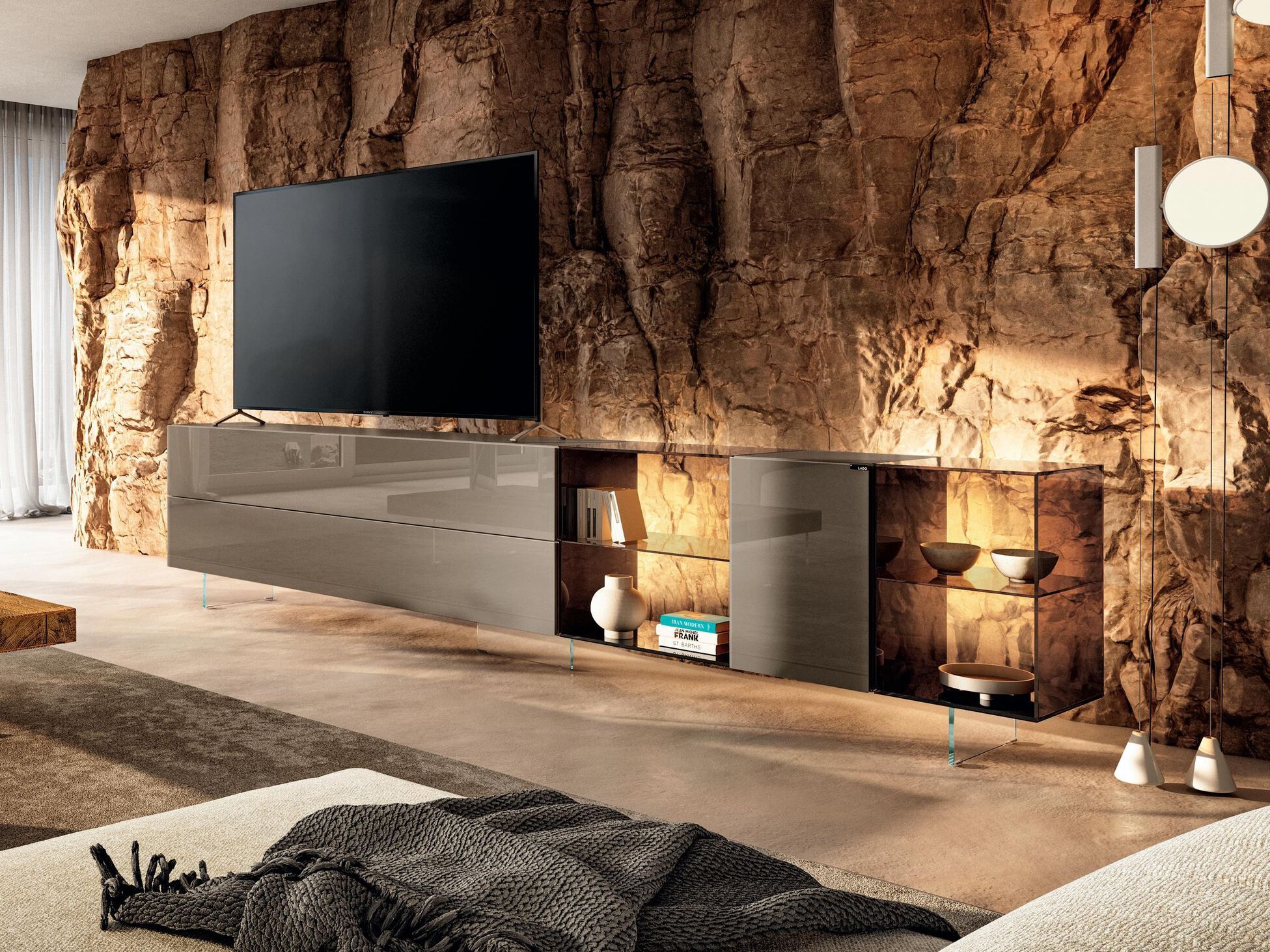 Стеклянный шкаф для телевизора Lago 36e8 ARCH-00055790 - Вид №1