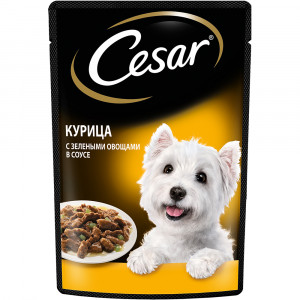 ПР0053680 Корм для собак Курица с зелными овощами пауч 85г Cesar