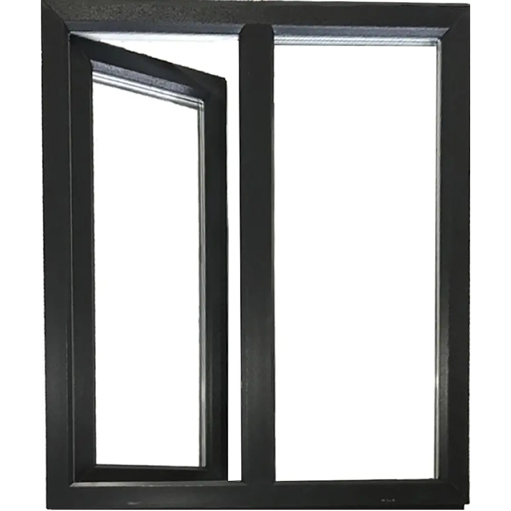 Пластиковое окно ПВХ Deceuninck двустворчатое 1200x1200 мм (ВхШ) двухкамерный стеклопакет белый/антрацит STLM-2160361 - Вид №2