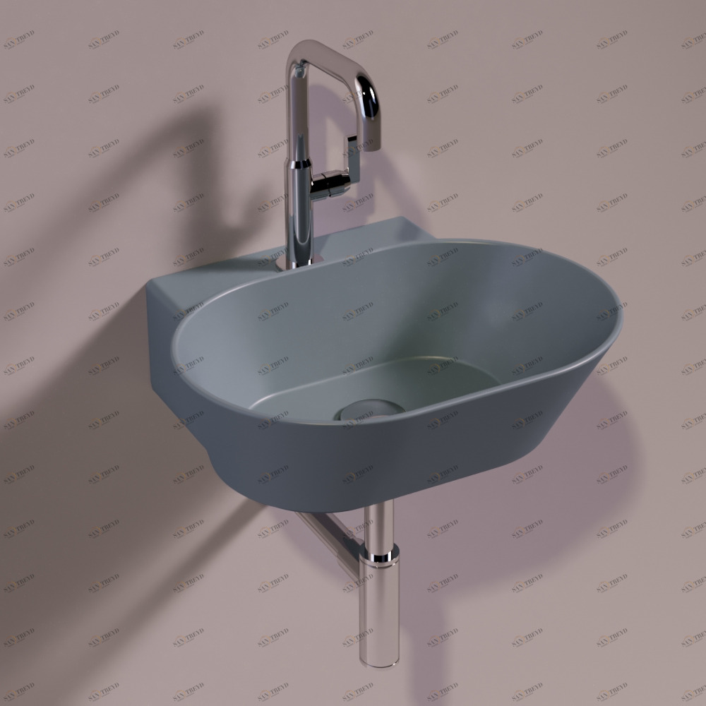 WA06CEMENTOMATT Подвесная раковина настенная овальная Simas  серая 