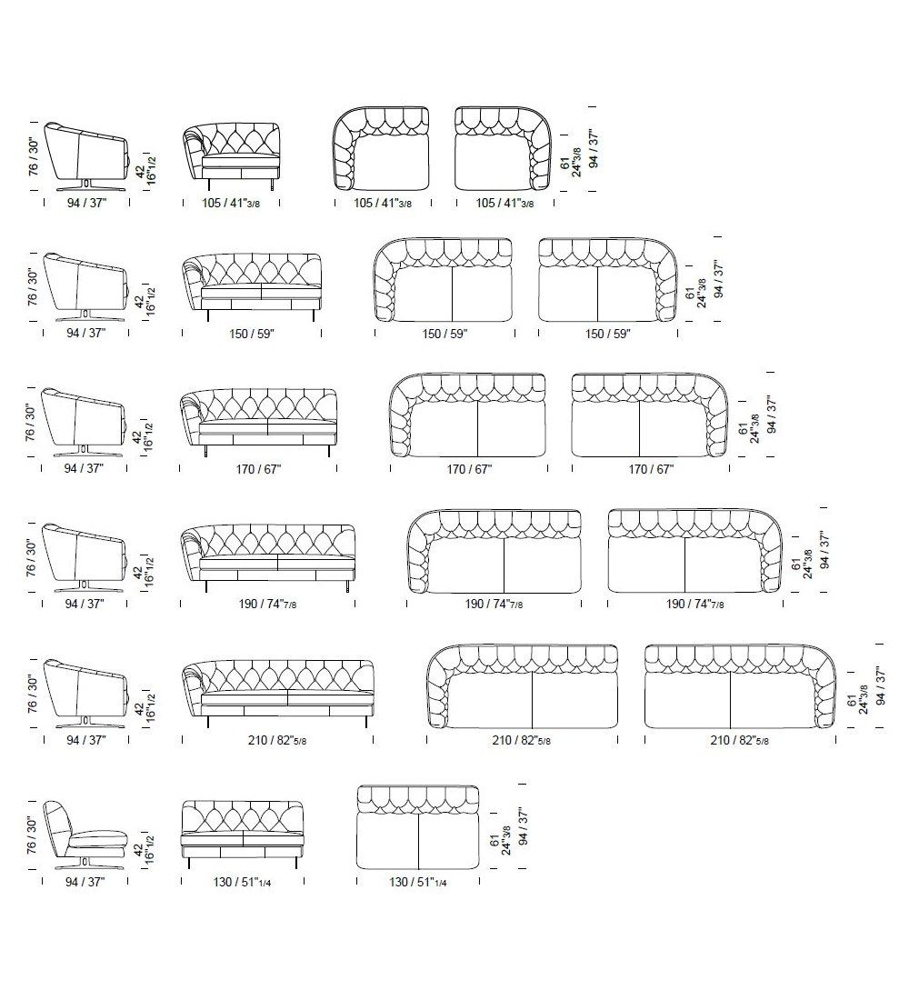 Изогнутый кожаный диван capitonné Borzalino New Kap ARCH-00128560 - Вид №6