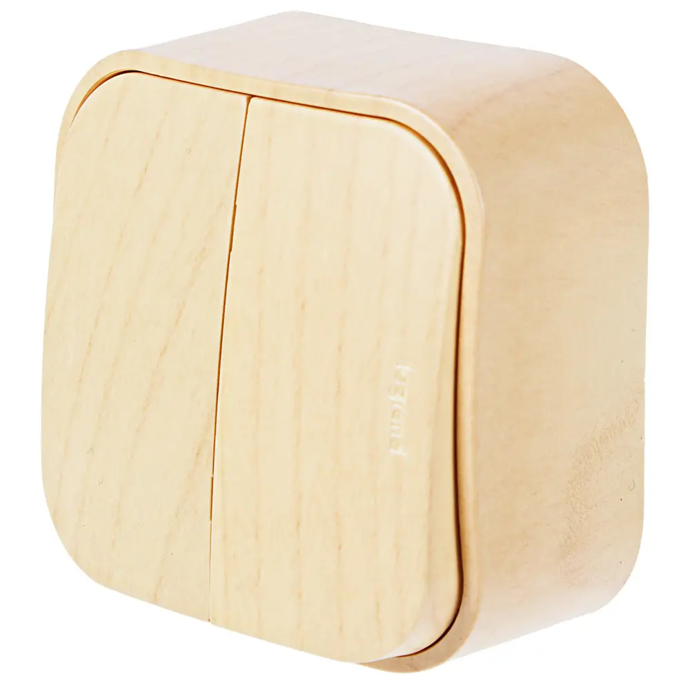 Выключатель Legrand Quteo двухклавишный накладной в стиле светлое дерево 16160308 STLM-0006609 - Вид №1