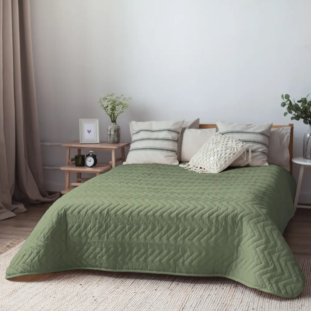 Покрывало Нью 200x240 см микрофибра цвет оливковый 86447374 STLM-2134659 SEASONS  - Вид №4