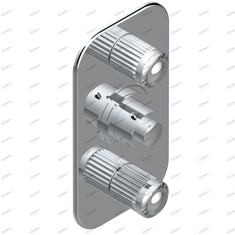 U93-5400BE Накладка с ручкой регулировки температуры и двумя маховиками для термостатического смесителя 5400AE Thg-paris Malmaison métal Хром U93 5400BE  A02 CAT.A