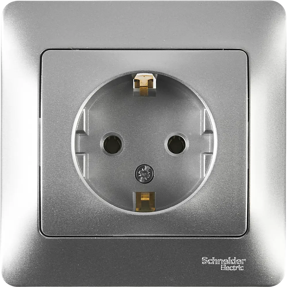 Schneider Electric Glossa — встраиваемая розетка с заземлением в алюминиевом исполнении 86710180 STLM-0070797