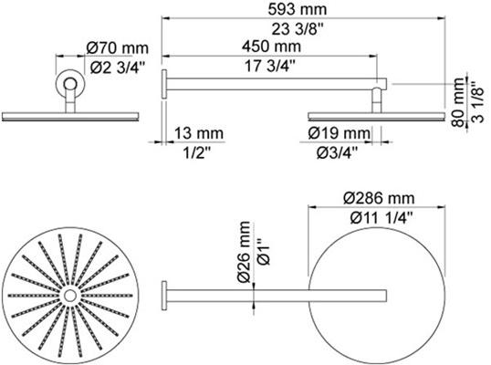 VOLA Настенная лейка душа с фиксированной струей sun-id-1421422 - Вид №3