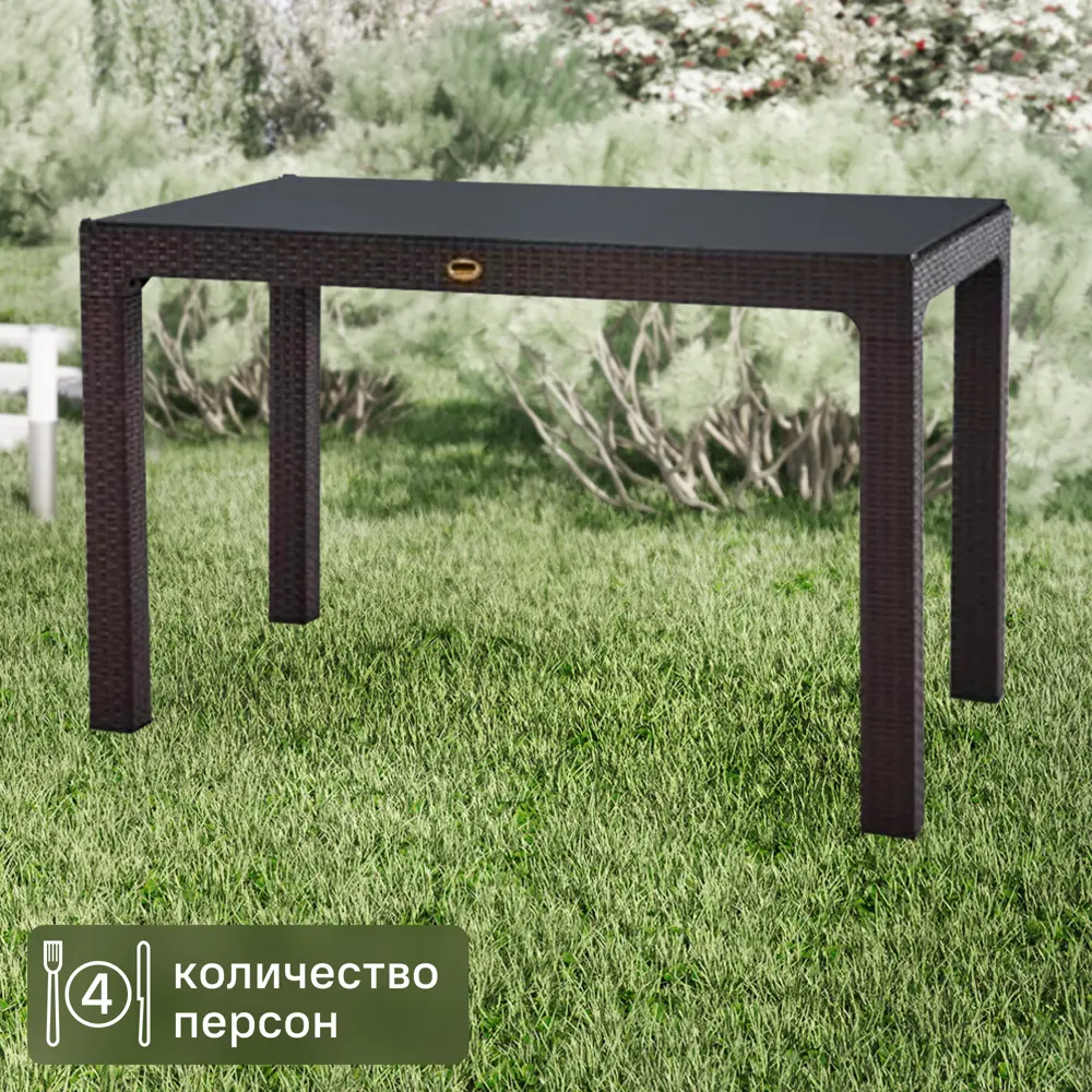 Стол садовый прямоугольный складной Rattan 120x70x75 см полипропилен цвет коричневый Santreyd Стол прямоугольный STLM-2211517