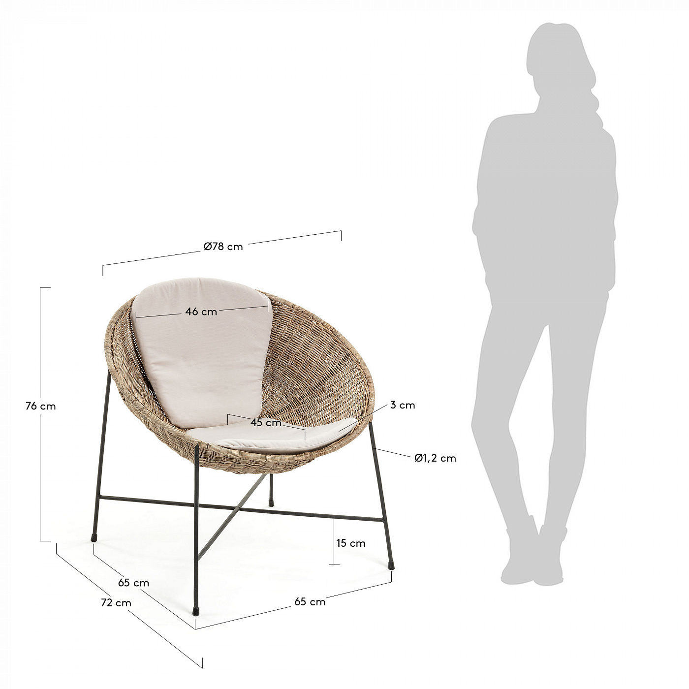 067811 Кресло Kathryn ротанг La Forma Catty 