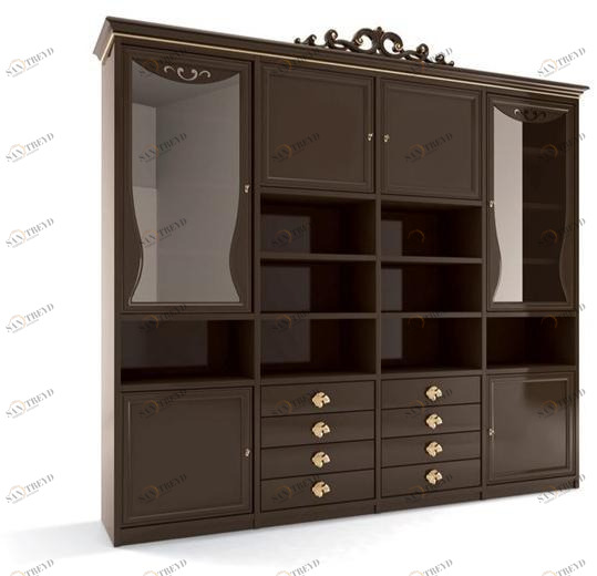 Carpanese Home Настенный книжный шкаф из дерева с ящиками Heritage 5045