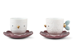 Набор фарфоровых кофейных чашек с блюдцем