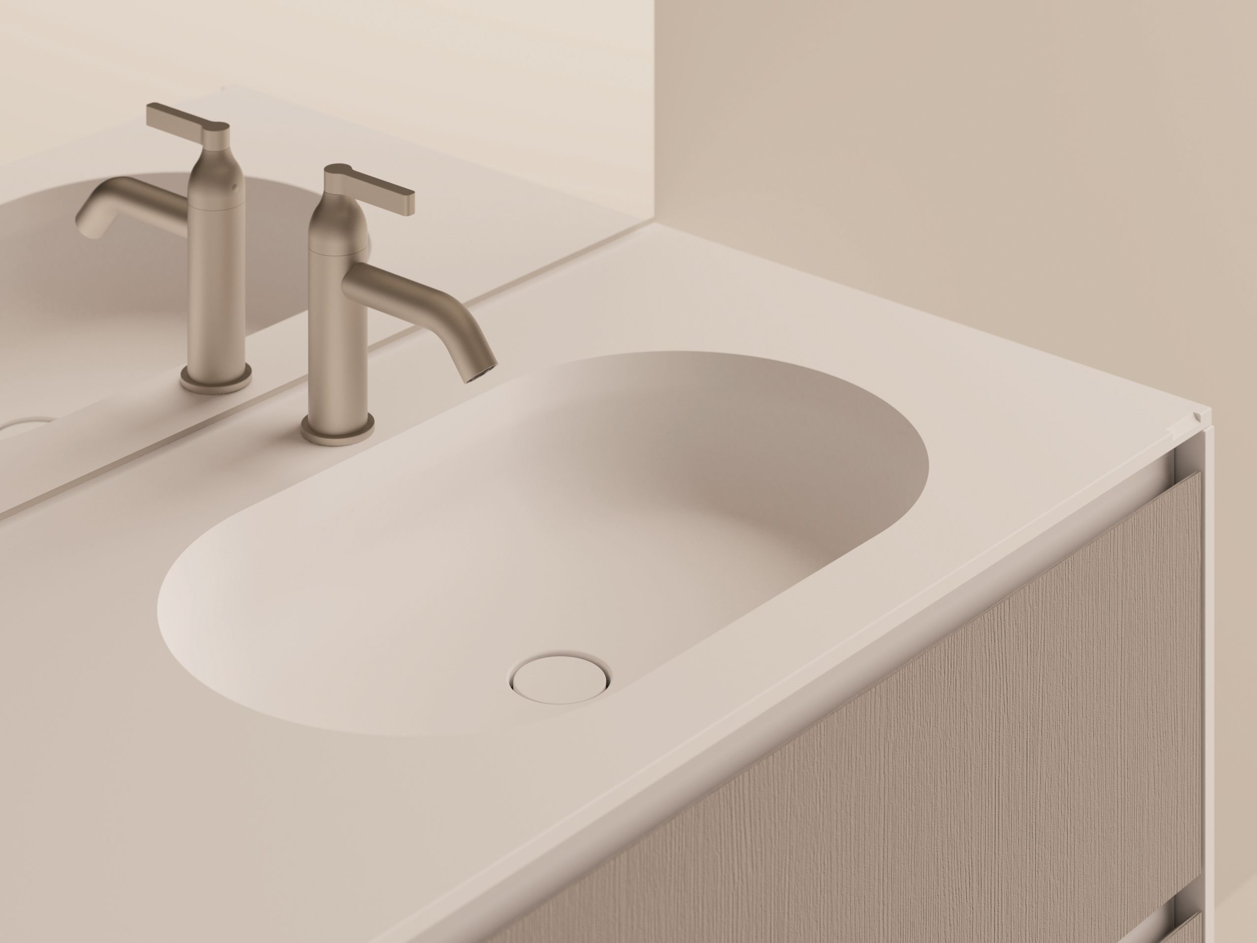 Встраиваемый умывальник с овальной столешницей из твердой поверхности Agape одиннадцать ARCH-00094506