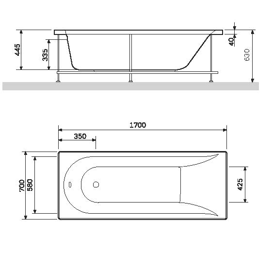 W72A-170-070W-A2 Ванна акриловая 170x70 без слива/перелива AM.PM Spirit - Вид №3