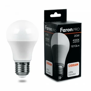 Лампа светодиодная Feron.PRO "Шар" E27 20W 2700K OSRAM LED LB-1020 38041 FERON  00-3956719 Матовый
