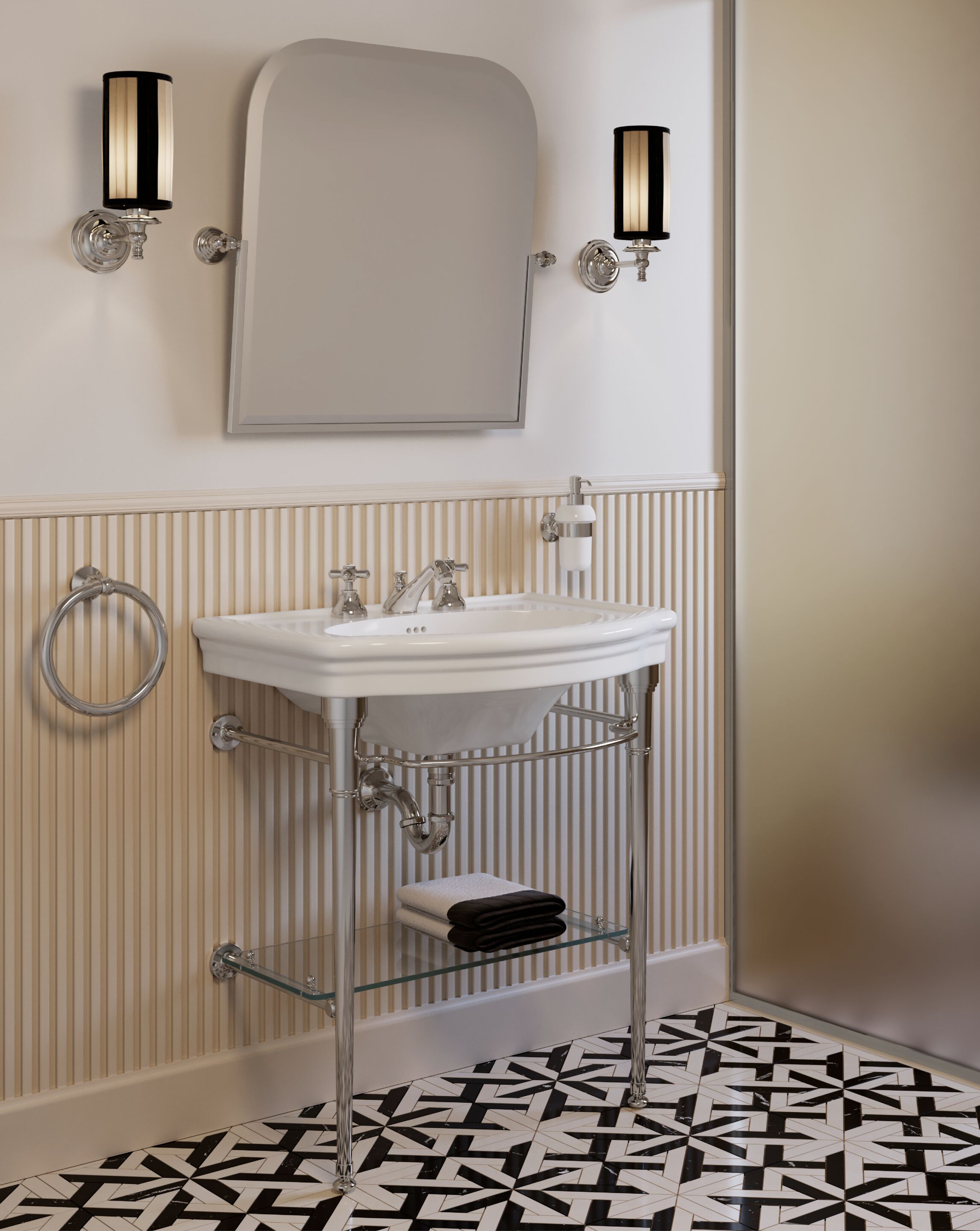 Консольный овальный умывальник с держателем для полотенец Devon&Devon ELLE ARCH-00147562 - Вид №3