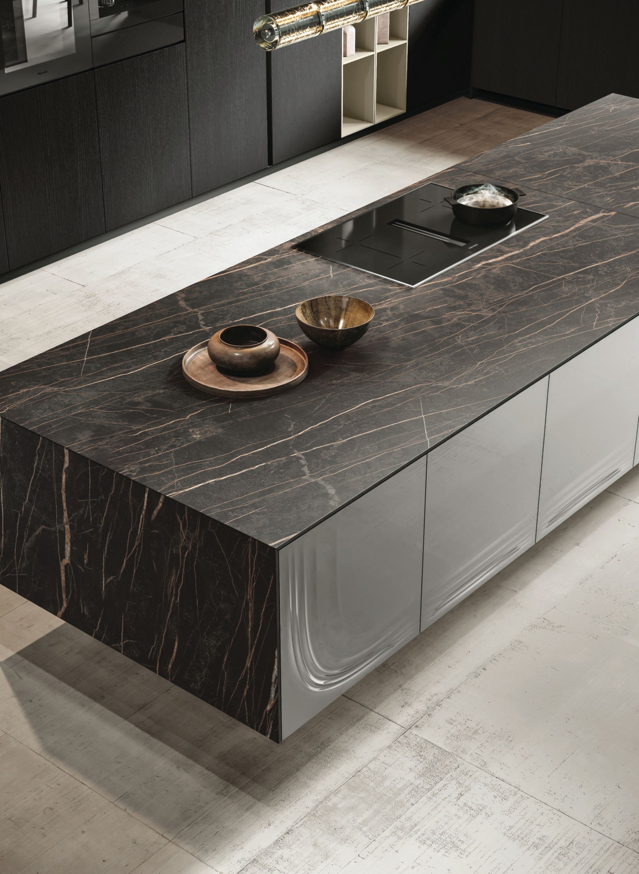 Встроенная кухня из Laminam® и стекла с островом Febal Casa Onda ARCH-00099934 - Вид №6