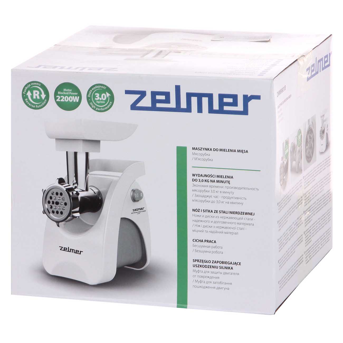 5358781 Мясорубка электрическая Zelmer ZMM9801B белый STDN-0074513 - Вид №4