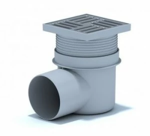 Трап горизонтальный регулируемый с выпуском 110мм, с нержавеющей решеткой 150х150 сухой TQ 1612