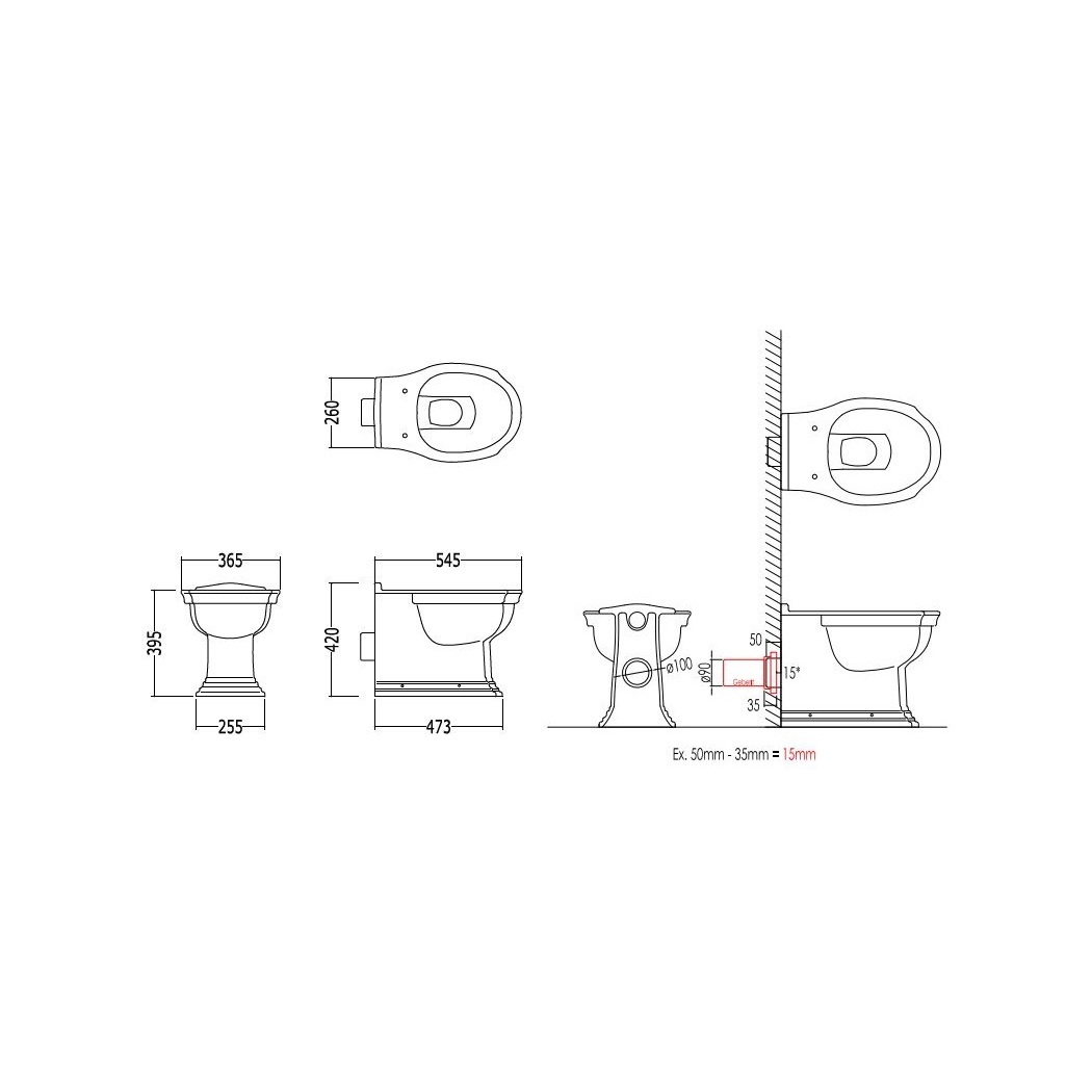 Приставной унитаз напольный Белый Devon&Devon  Италия sun-id-379514 - Вид №2