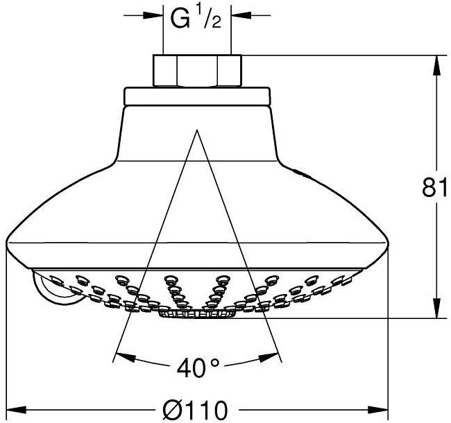 Верхний душ GROHE Euphoria, диаметр 110 мм, хром (27247001) - Вид №1