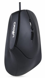 CMM-960 Health Мышь проводная usb (black, вертикальная (профилактика туннельного синдрома) , soft-touch; 6 кнопок;1000/1600 dpi; led индикатор; длина провода: 1.8м; usb ,plug & play) Crown