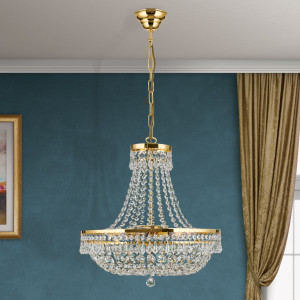 Латунная люстра с кристаллами