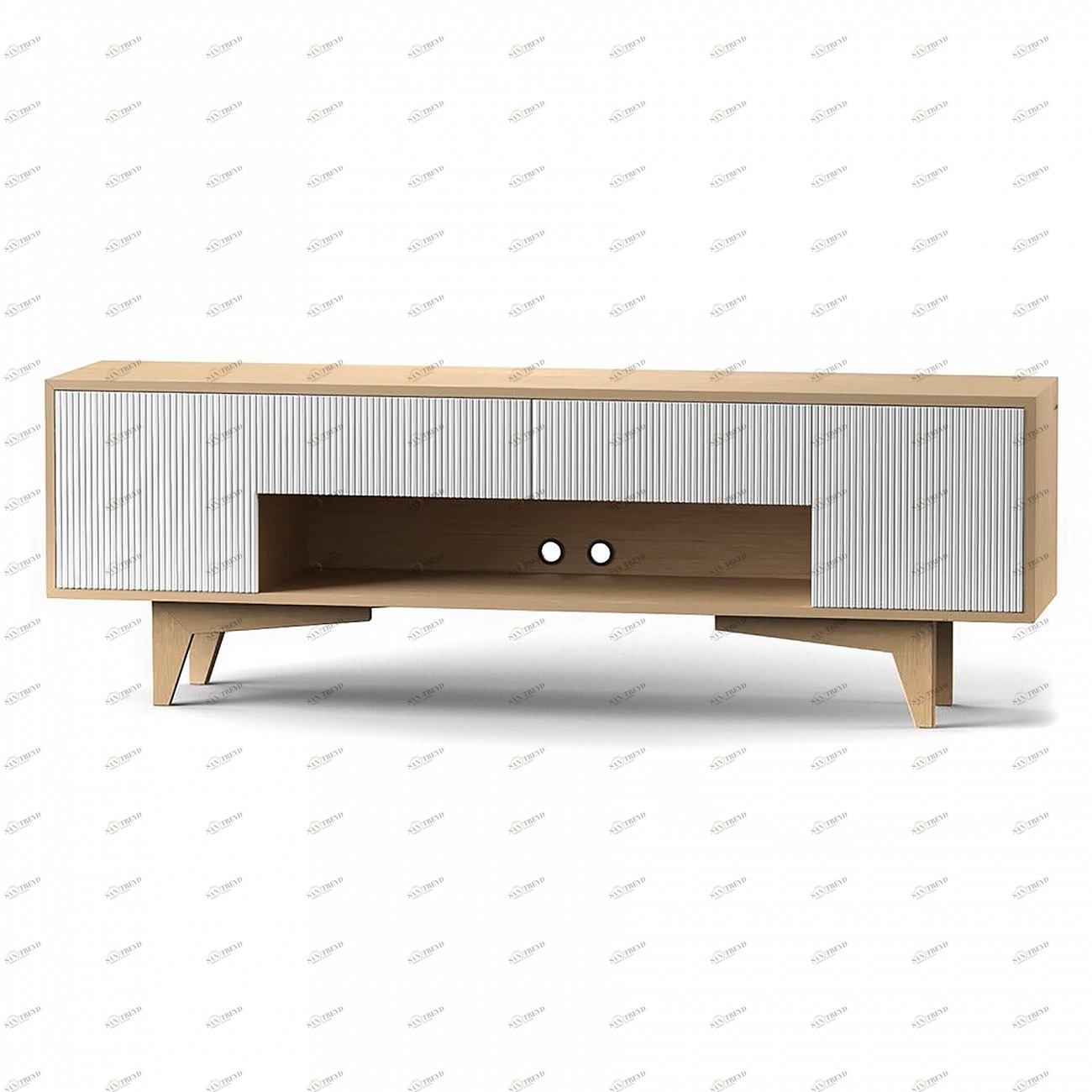 Тумба под телевизор с ящиками с рисунком на фасадах "Полоска" Telly BRAGIN DESIGN  256461 Бежевый;белый 