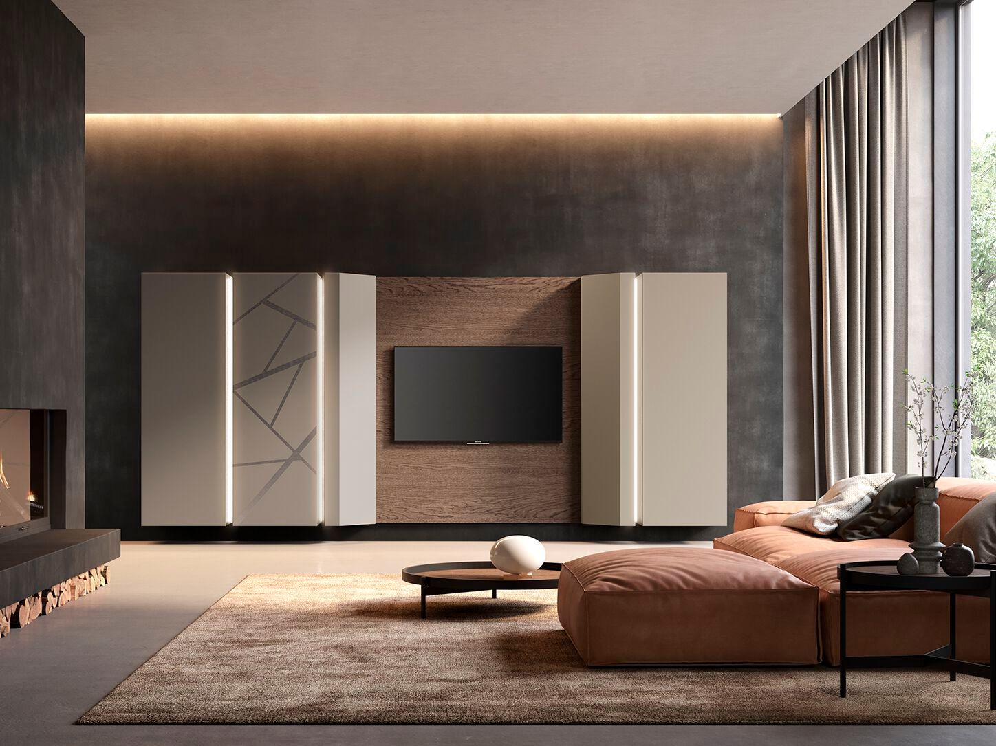 Деревянная секционная оборудованная стена Voltan барельеф ARCH-00079979 - Вид №7