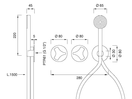 Нержавеющая сталь термостатический встраиваемый смеситель для ванны / душа с переключателем CEADESIGN ZIQQ ARCH-00138573 - Вид №2
