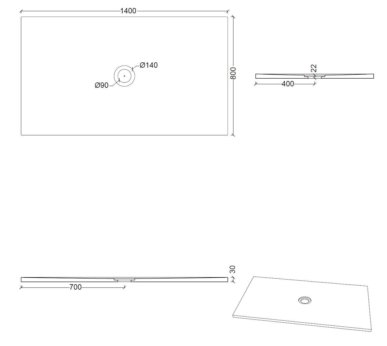 Керамический прямоугольный поддон для душа Alice Ceramica Форма ARCH-00102104 - Вид №7
