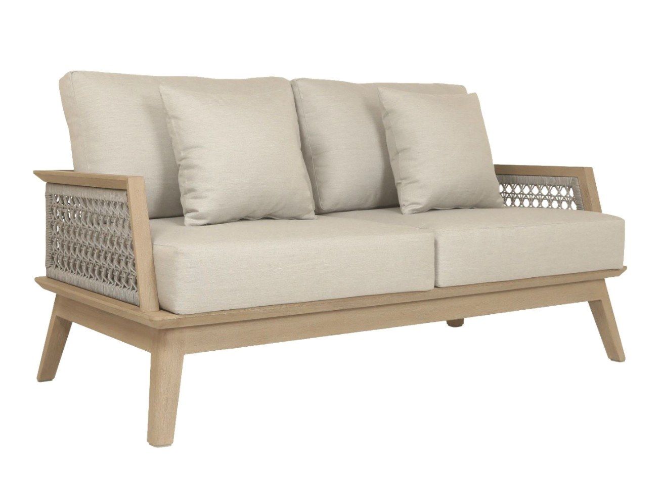 2-местный садовый диван из тика и плетеной веревки Les Jardins® Mira ARCH-00022588 - Вид №1