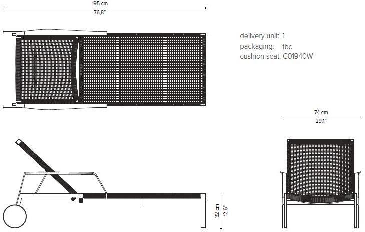 TRIBÙ Садовая кушетка Canax® с подлокотниками Nodi 01940 - Вид №9