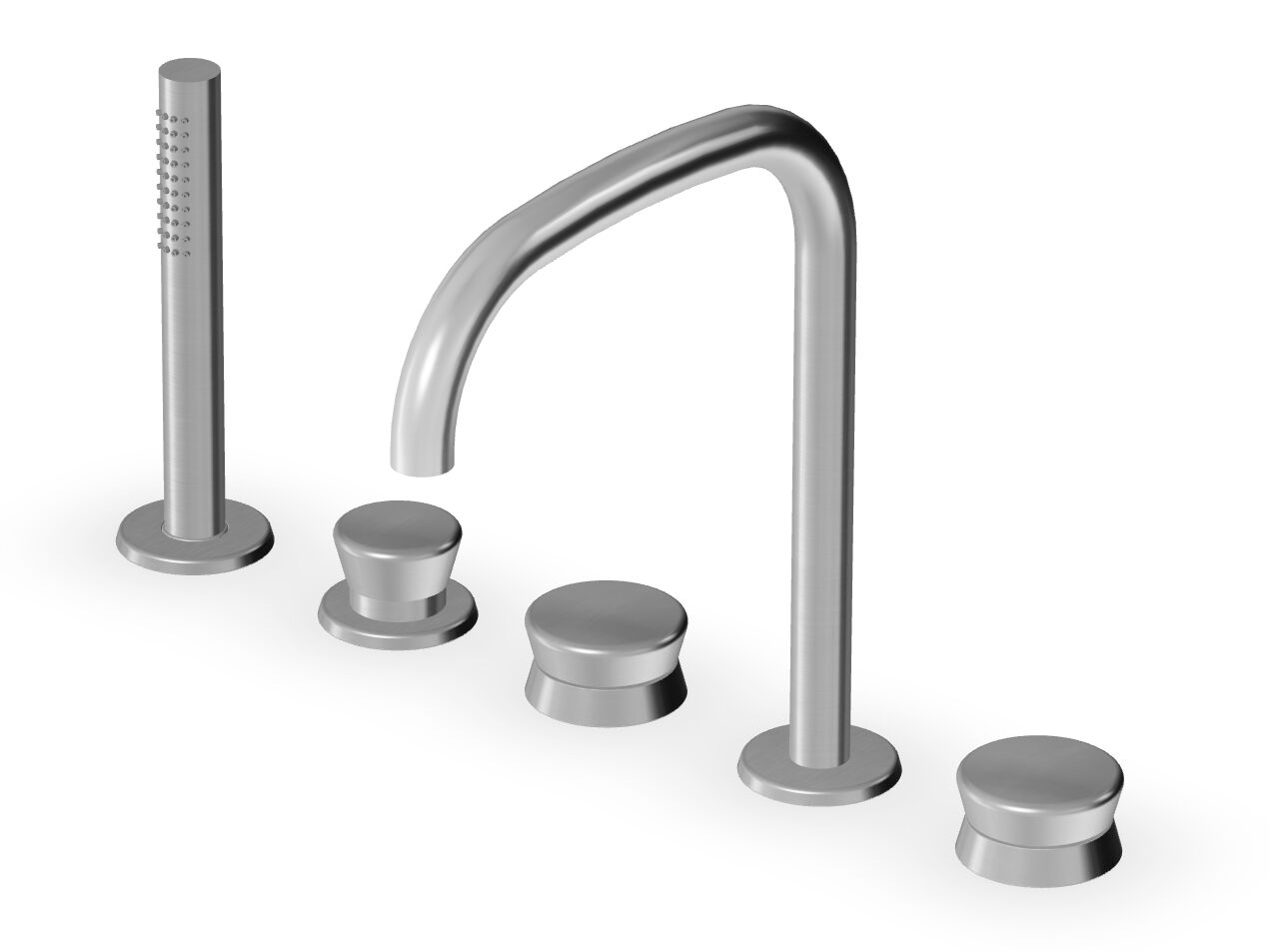 Смеситель для ванны с 5 отверстиями из нержавеющей стали с ручным душем Zucchetti Sablier ARCH-00128559 - Вид №1