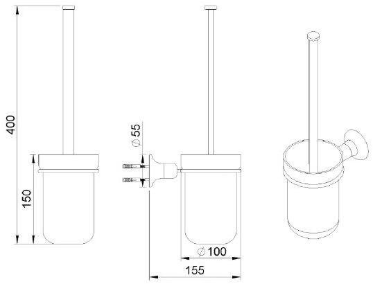rvb Настенный ершик для унитаза из хромированной латуни Times 6273.--.57 - Вид №1