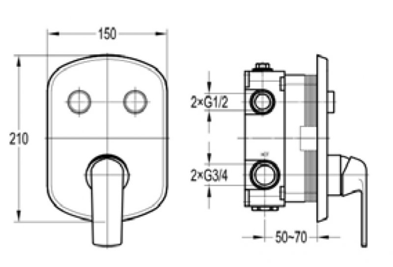 Встраиваемый однорычажный смеситель Cezares GLOBO-F-VDIM2-B-01 - Вид №1