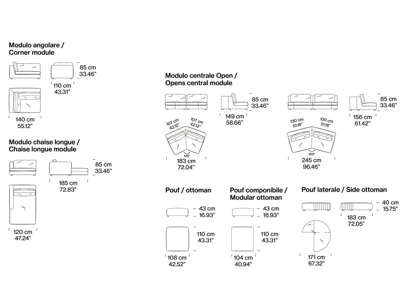 Модульный тканевый диван Pianca NICE ARCH-00065556 - Вид №7