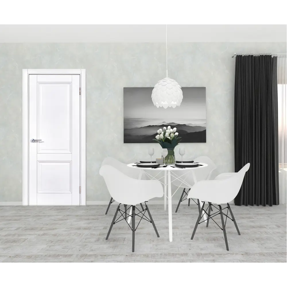 Комплект двери Палермо глухая 90x200 см полипропилен цвет аляска с добором 200 мм PORTIKA STLM-2017659 - Вид №1