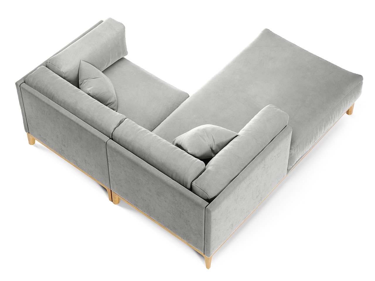 Диван Case угловой светло-серый велюр THE IDEA ДИЗАЙНЕРСКИЕ 210526 Серый  - Вид №3