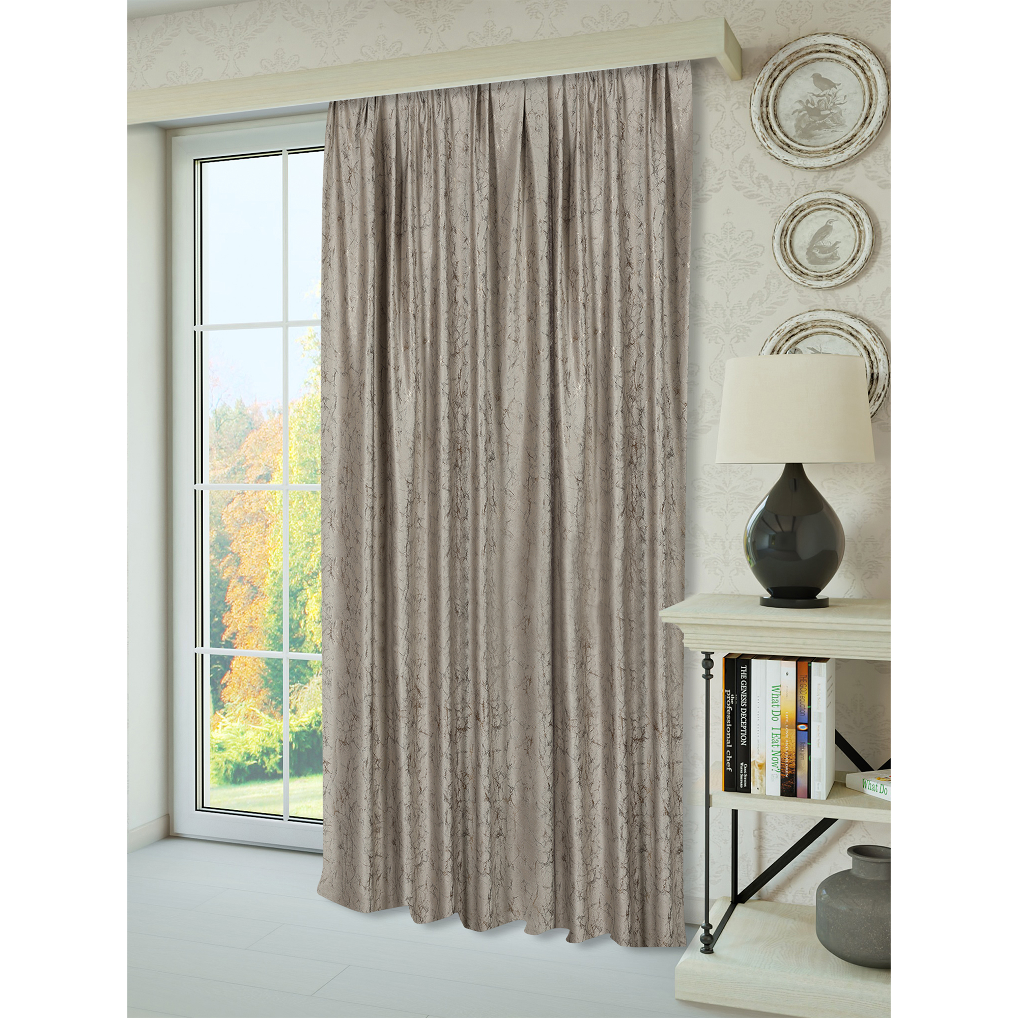 Штора бархатная бежевая с абстрактным рисунком 200×280 см 84532506 Santreyd STLM-0051356 - Вид №7