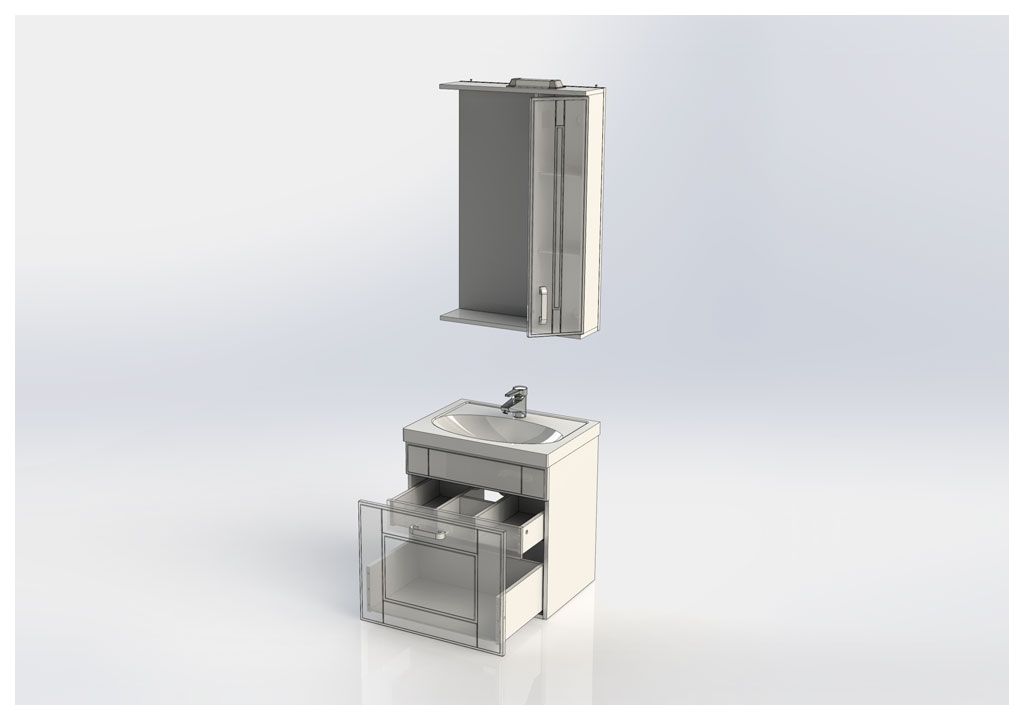 Мебель для ванной Aquanet Рондо 60 белый (1 ящик) 00195703 - Вид №3