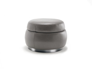 Круглый кожаный пуф