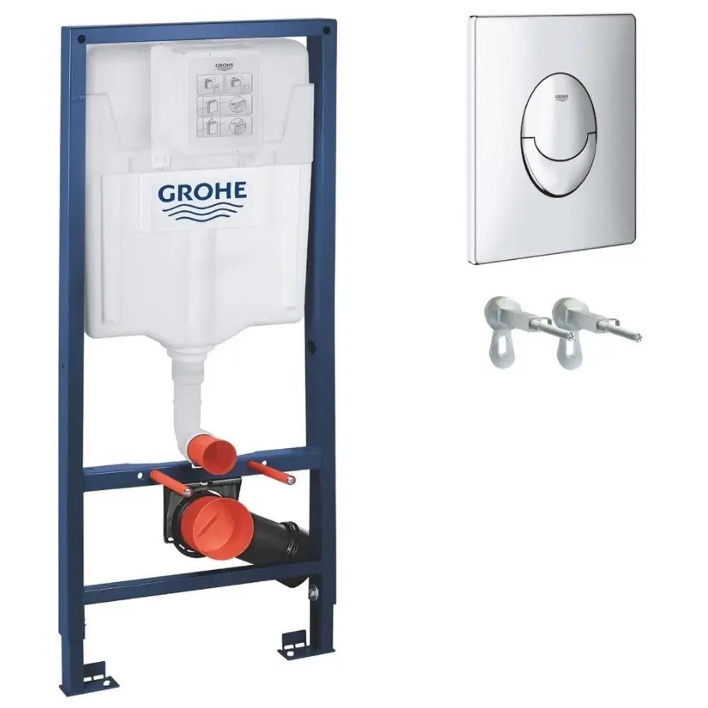 Комплект инсталляция и унитаз Grohe безободковый с микролифтом клавиша цвет хром 89435245 STLM-2028558 Rapid SL - Вид №1